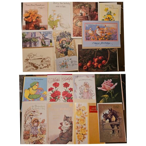 Lot of 17 Vintage Greeting Cards Unused Mixed Occasion W Envelopes  (gg26) - Picture 1 of 3